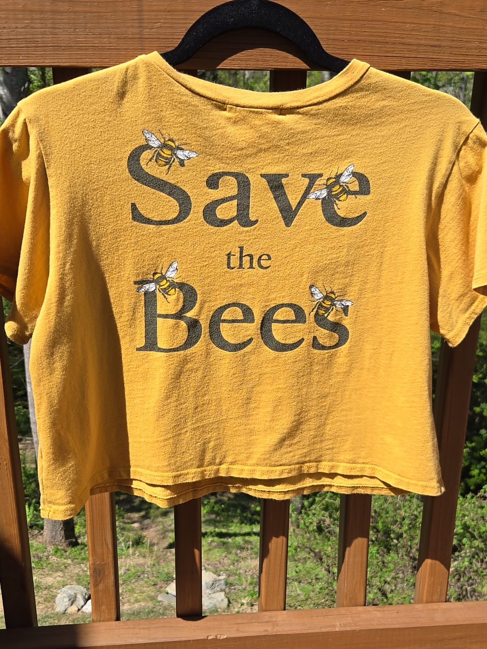 french pastry Mustard Yellow Tee with Bee Theme Graphic Worn Vintage Look
